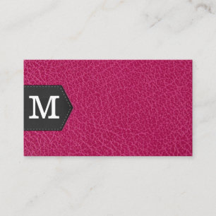Monogram   Pink Leather and Patch Business Card