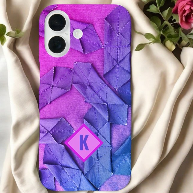 Monogram pink magenta purple blue ombre abstract  Case-Mate iPhone case (Creator Uploaded)