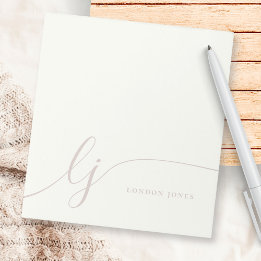 Monogram Pink Modern Minimal Feminine Rose Ivory Notepad