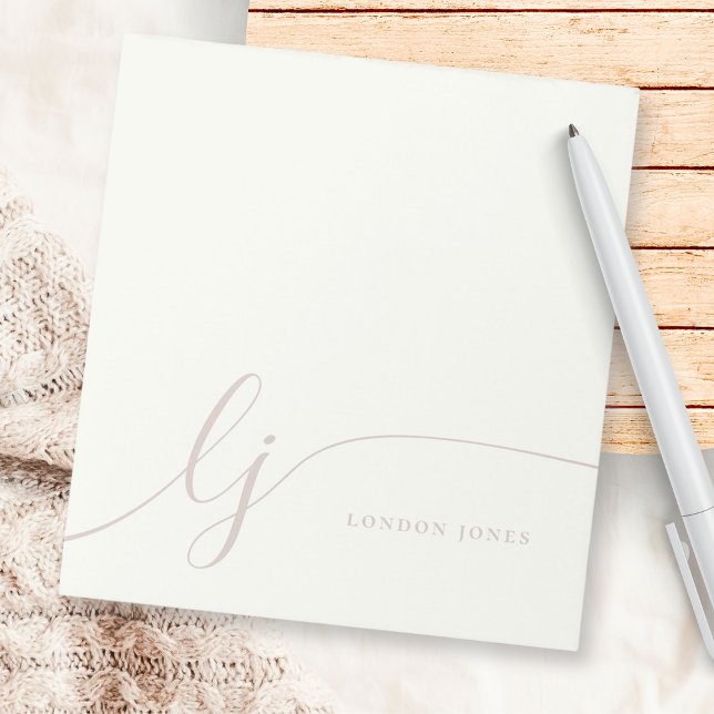 Monogram Pink Modern Minimal Feminine Rose Ivory Notepad (Creator Uploaded)