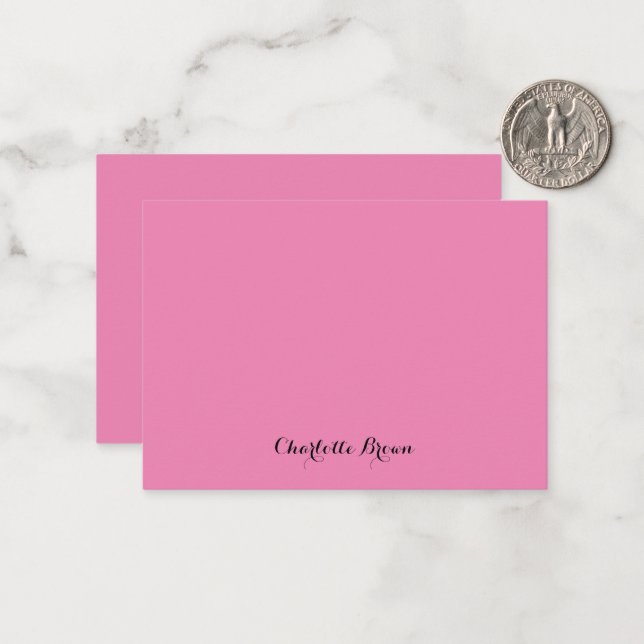 Monogram Pink Modern Minimalist Feminine Card (Front/Back In Situ)