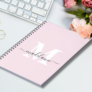 Monogram Pink Notebook  Custom Initial & Name