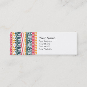 Monogram Pink Orange Blue Geo Aztec Tribal Pattern Mini Business Card