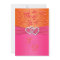 Monogram Pink, Orange Floral Joined Hearts Invite