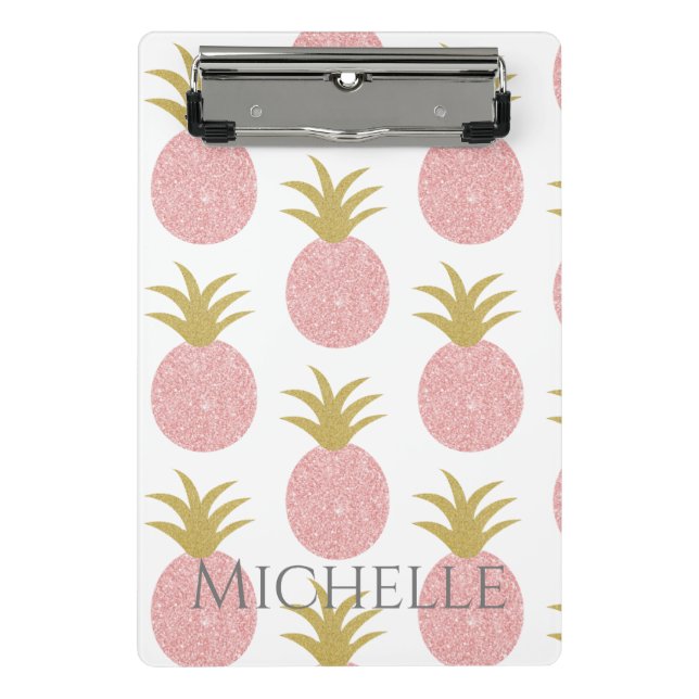 Monogram Pink Pineapple Mini Clipboard (Front)