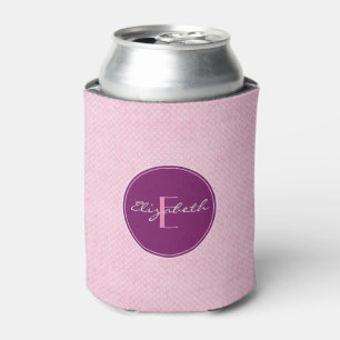 Monogram Pink Polka Dots Can Cooler