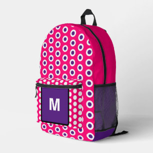 Monogram Pink Purple Polka Dots  Printed Backpack