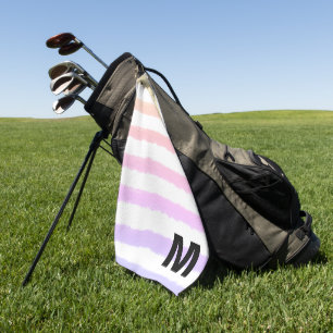 Monogram Pink Purple White Watercolor  Golf Towel