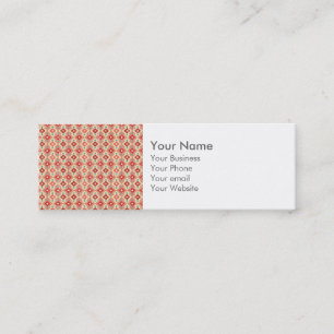 Monogram Pink Red Geo Tribal Ikat Diamond Pattern Mini Business Card