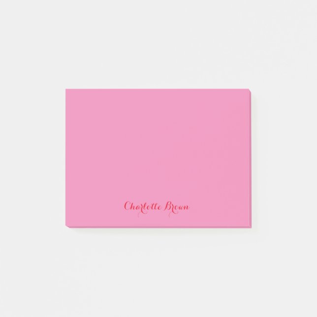 Monogram Pink Red Modern Minimalist Feminine Post-it Notes (Front)