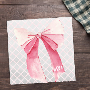 Monogram Pink Ribbon Coquette Napkin