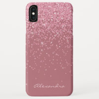 Monogram Pink - Rose Gold and Glitter Background