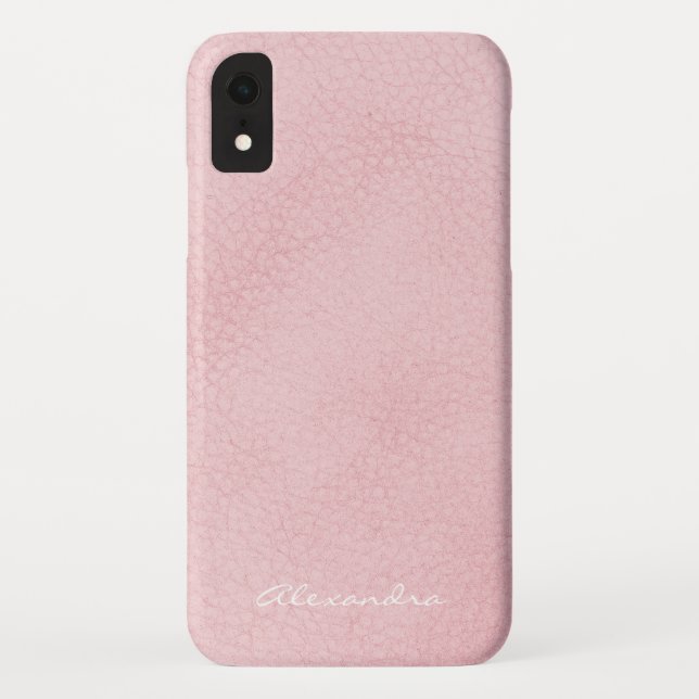 Monogram Pink Rose Gold Faux Leather Case-Mate iPhone Case (Back)