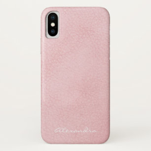 Monogram Pink Rose Gold Faux Leather iPhone X Case