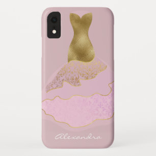 Monogram Pink - Rose Gold Foil Girly Dress iPhone XR Case