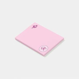 Monogram Pink Rose K Post-it Notes