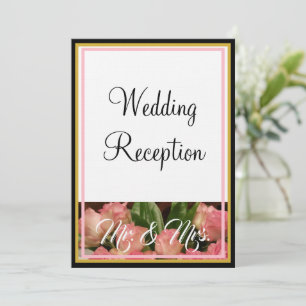 Monogram Pink Roses Wedding Mr. and Mrs. Invitation