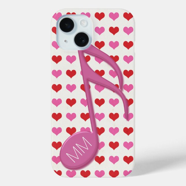 Monogram Pink Semi Quaver Love Hearts Music Case-Mate iPhone Case (Back)