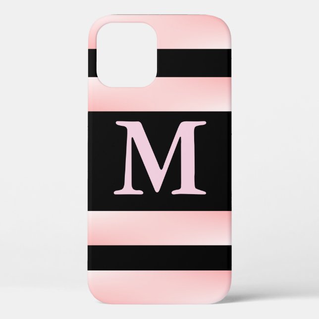 Monogram Pink Stripe  Case-Mate iPhone Case (Back)