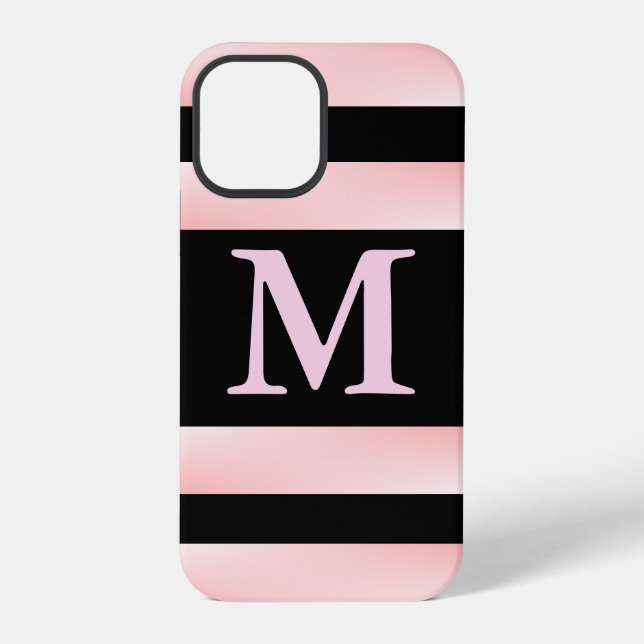 Monogram Pink Stripe  iPhone Case (Back)