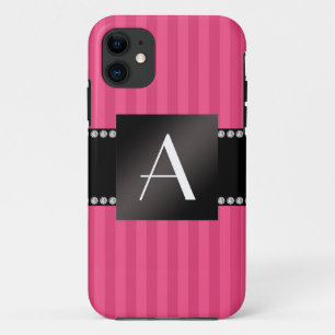 Monogram pink stripes iPhone 11 case