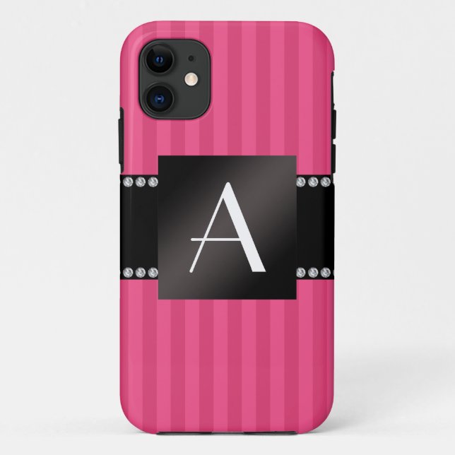 Monogram pink stripes Case-Mate iPhone case (Back)