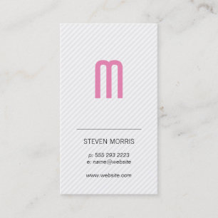 Monogram (pink) / Stripes (grey) Business Card
