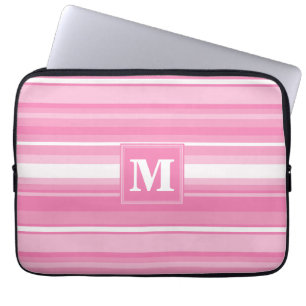 Monogram pink stripes laptop sleeve