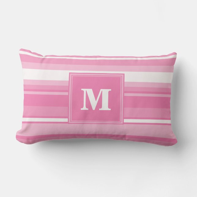 Monogram pink stripes lumbar cushion (Front)