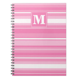 Monogram pink stripes notebook