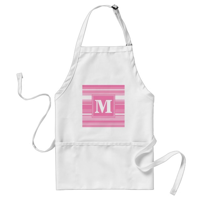 Monogram pink stripes standard apron (Front)