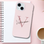 Monogram Pink Stylish Aesthetic Minimalist iPhone 15 Case<br><div class="desc">Elevate your iPhone 15 with our Monogram Pink Stylish Aesthetic Minimalist Case – the perfect blend of modern, minimalist, and stylish design. This monogrammed, trendy, and personalised phone cover is the epitome of cool and chic. Make a fashion statement with this pink aesthetic case and protect your device in style....</div>
