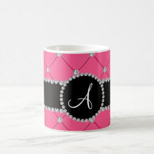 Monogram pink tuft diamonds coffee mug