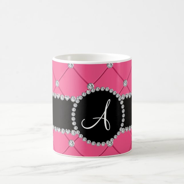 Monogram pink tuft diamonds coffee mug (Center)
