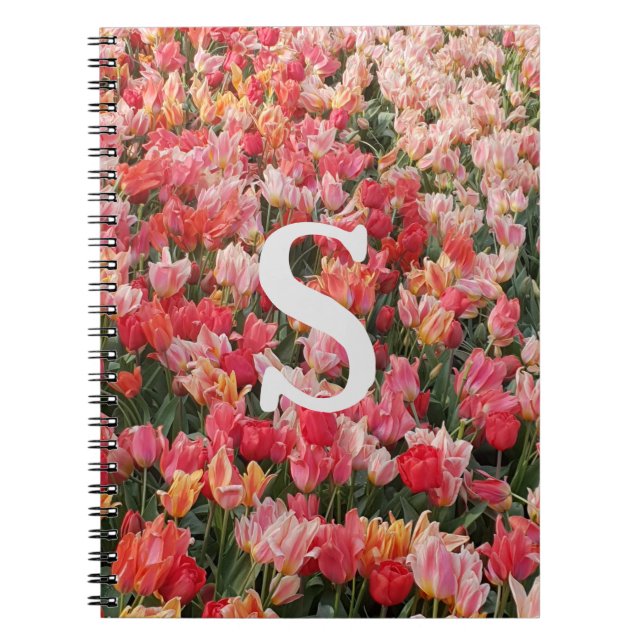 Monogram Pink Tulip Flower iPhone Case Notebook (Front)