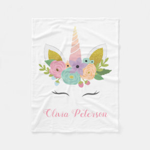Monogram Pink Unicorn Girl Gift Baby Blanket
