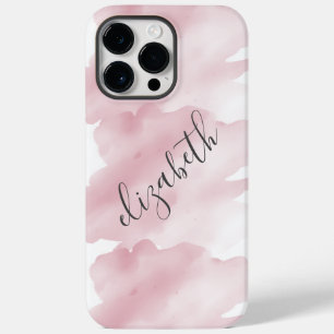 Monogram Pink Watercolor Wash Splash Background  Case-Mate iPhone 14 Pro Max Case