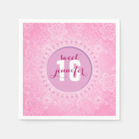 Monogram Pink & White Flowers And Butterflies Lace