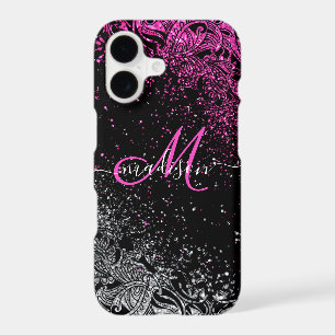 Monogram Pink & White Glitter