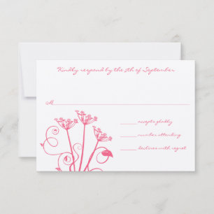 Monogram Pink Wild Flower Wedding RSVP Card