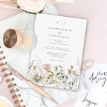 Monogram Pink Wildflower Floral Wedding Invitation<br><div class="desc">Elegant Botanical Monogram Watercolor Pink Wildflower Floral Wedding Invitation
 This is elegance and softness woven together.</div>
