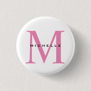 Monogram Pink Your Name Special Gift Beloved Ones 3 Cm Round Badge
