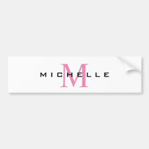 Monogram Pink Your Name Special Gift Beloved Ones Bumper Sticker