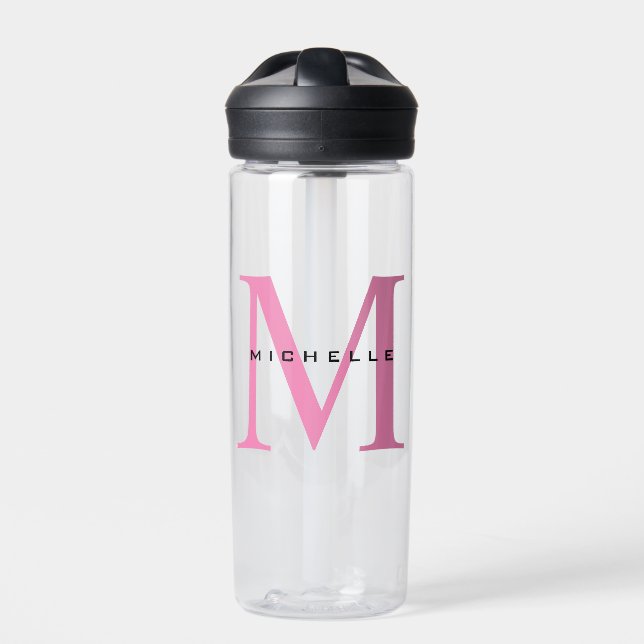 Monogram Pink Your Name Special Gift Beloved Ones Water Bottle (Front)