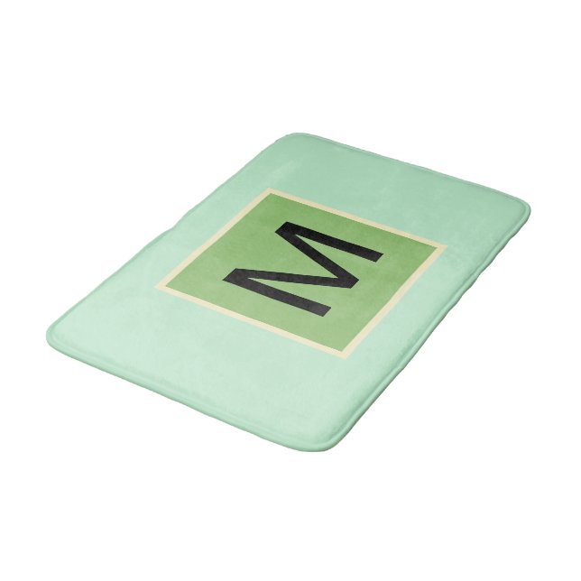 Monogram Pistachio Green Ice Cream Colours Bath Mat (Angled)