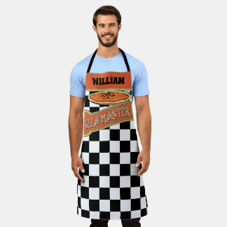 Monogram Pizza master Cool vintage chequered Apron