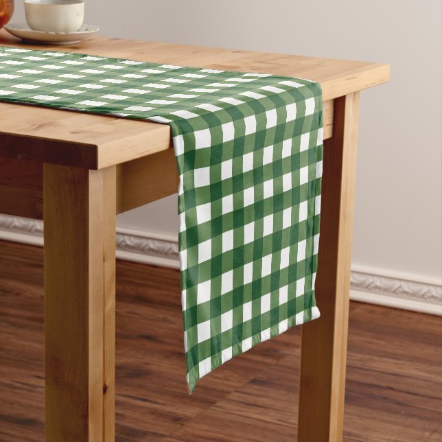 Monogram Plaid Gingham Short Table Runner (In Situ)
