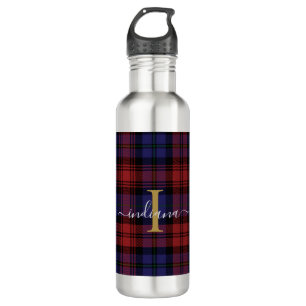 Monogram Plaid Script Tartan Rustic 710 Ml Water Bottle