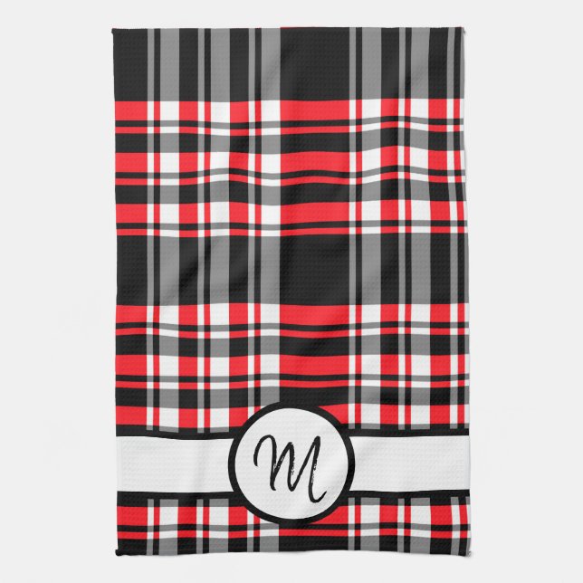 Monogram Plaid Tea Towel (Vertical)