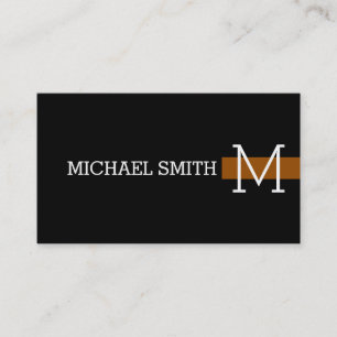 Monogram Plain Black Modern Brown #2 Business Card
